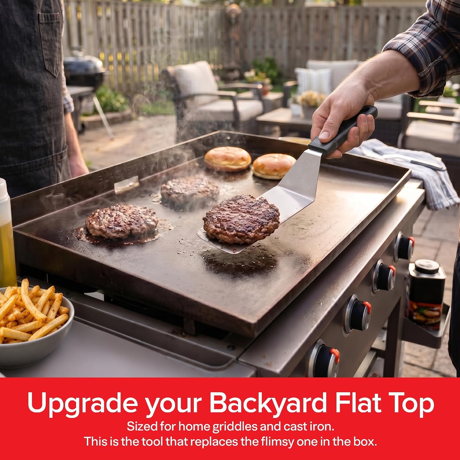 image:imageStock Your Home Griddle Spatula 8 x 3 Blade Stainless Steel Long Spatula
