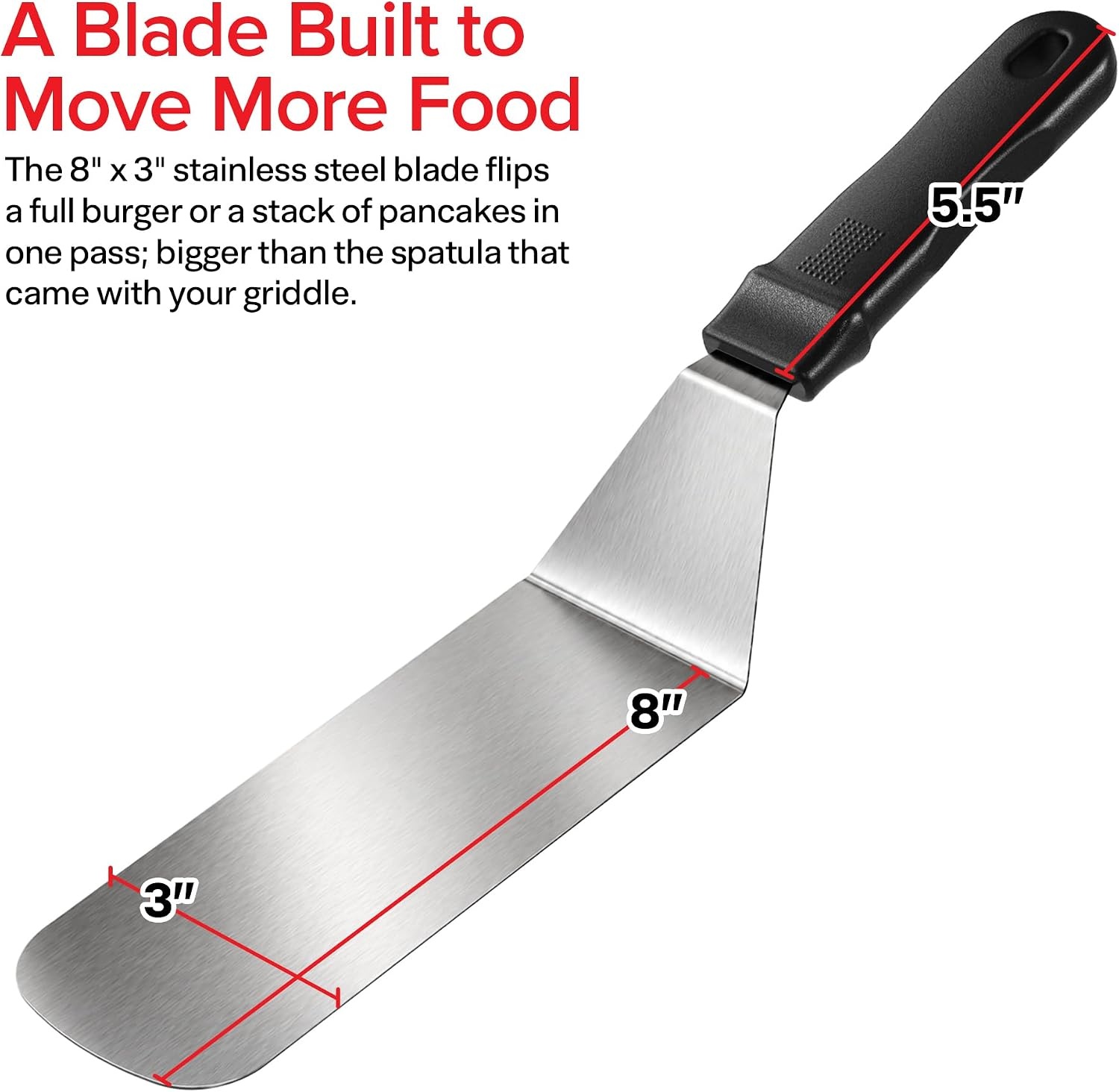 image:imageStock Your Home Griddle Spatula 8 x 3 Blade Stainless Steel Long Spatula