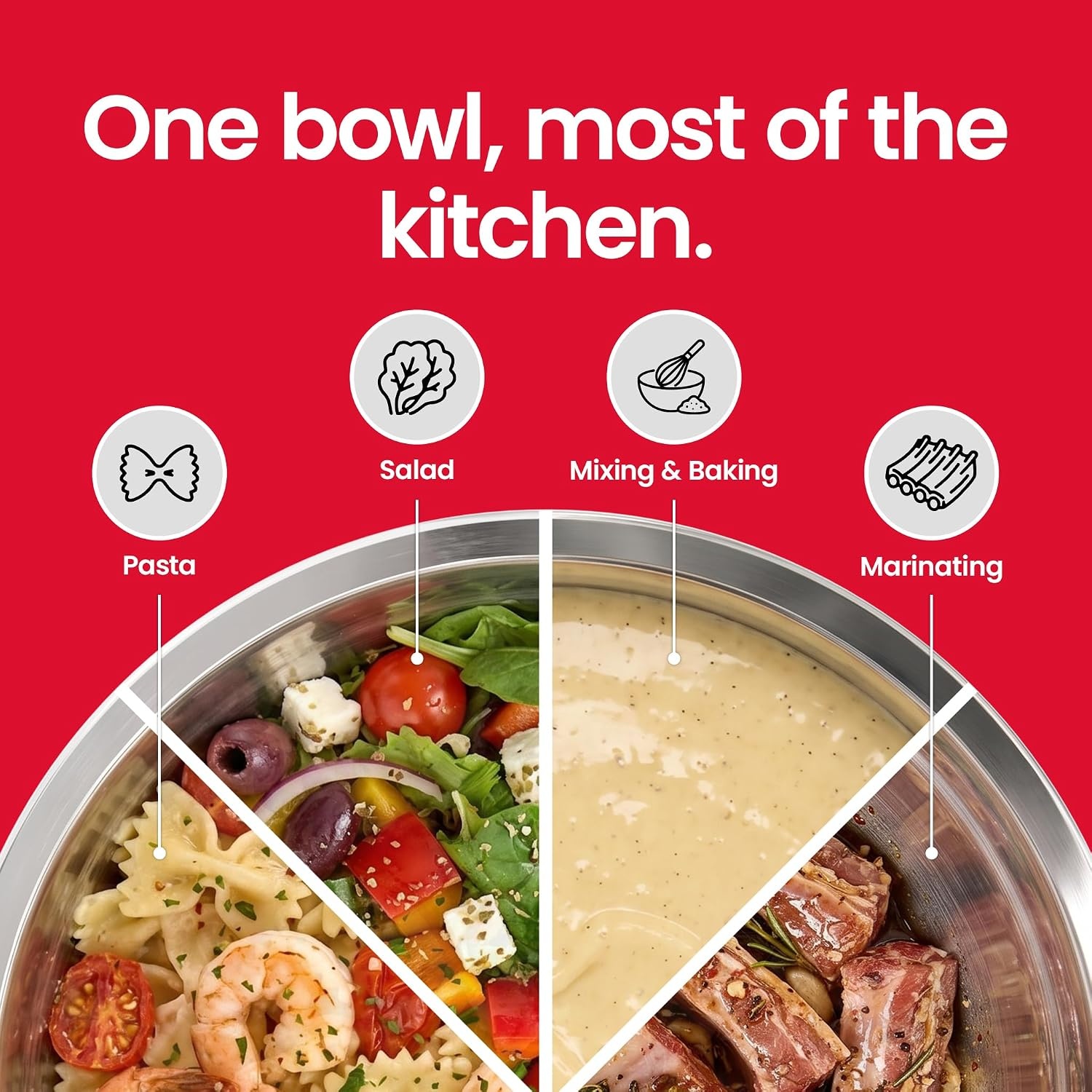 image:imageStock Your Home Large Mixing Bowl 8 Quart Stainless Steel Bowl 2 Pack