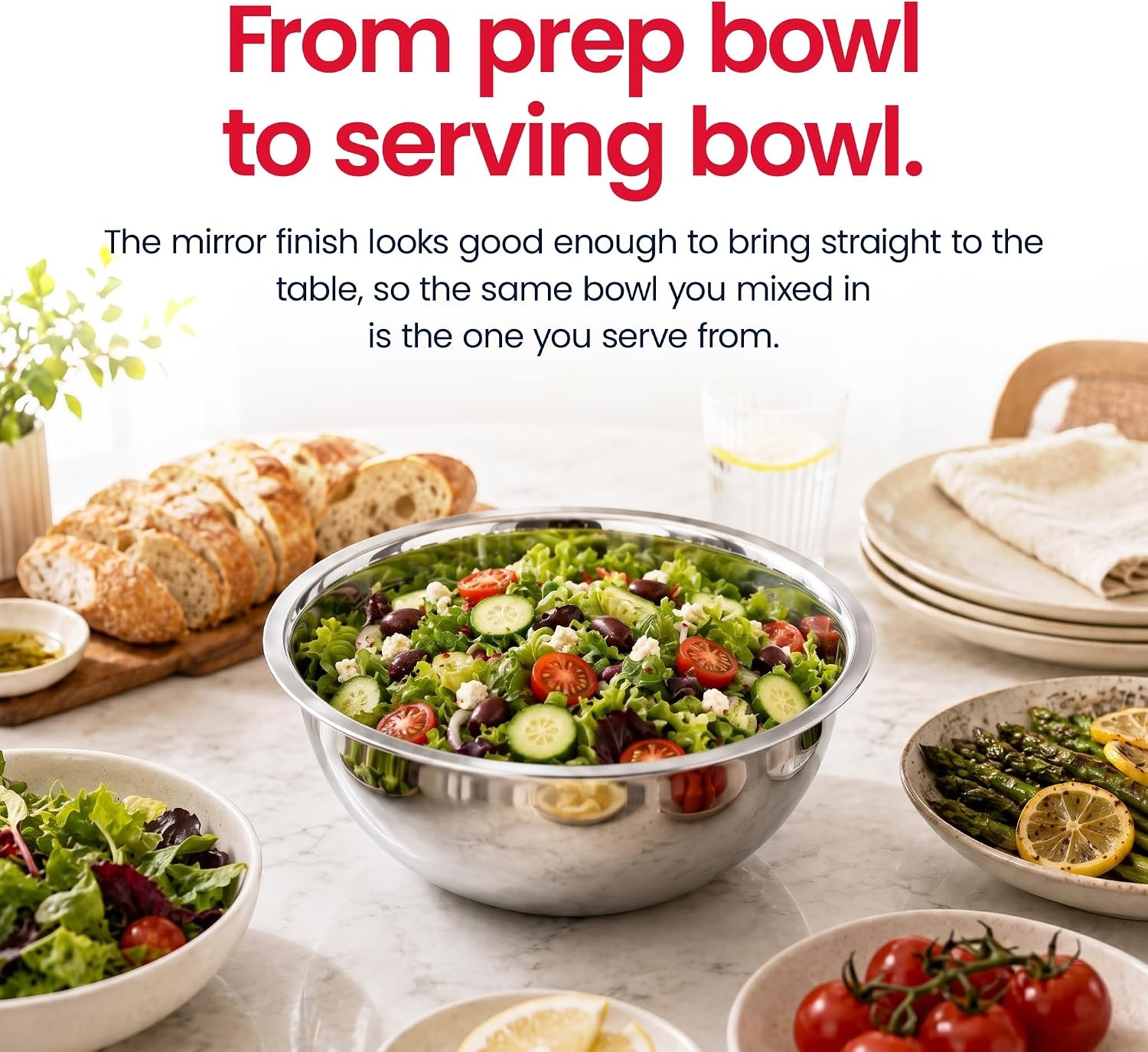 image:imageStock Your Home Large Mixing Bowl 8 Quart Stainless Steel Bowl 2 Pack