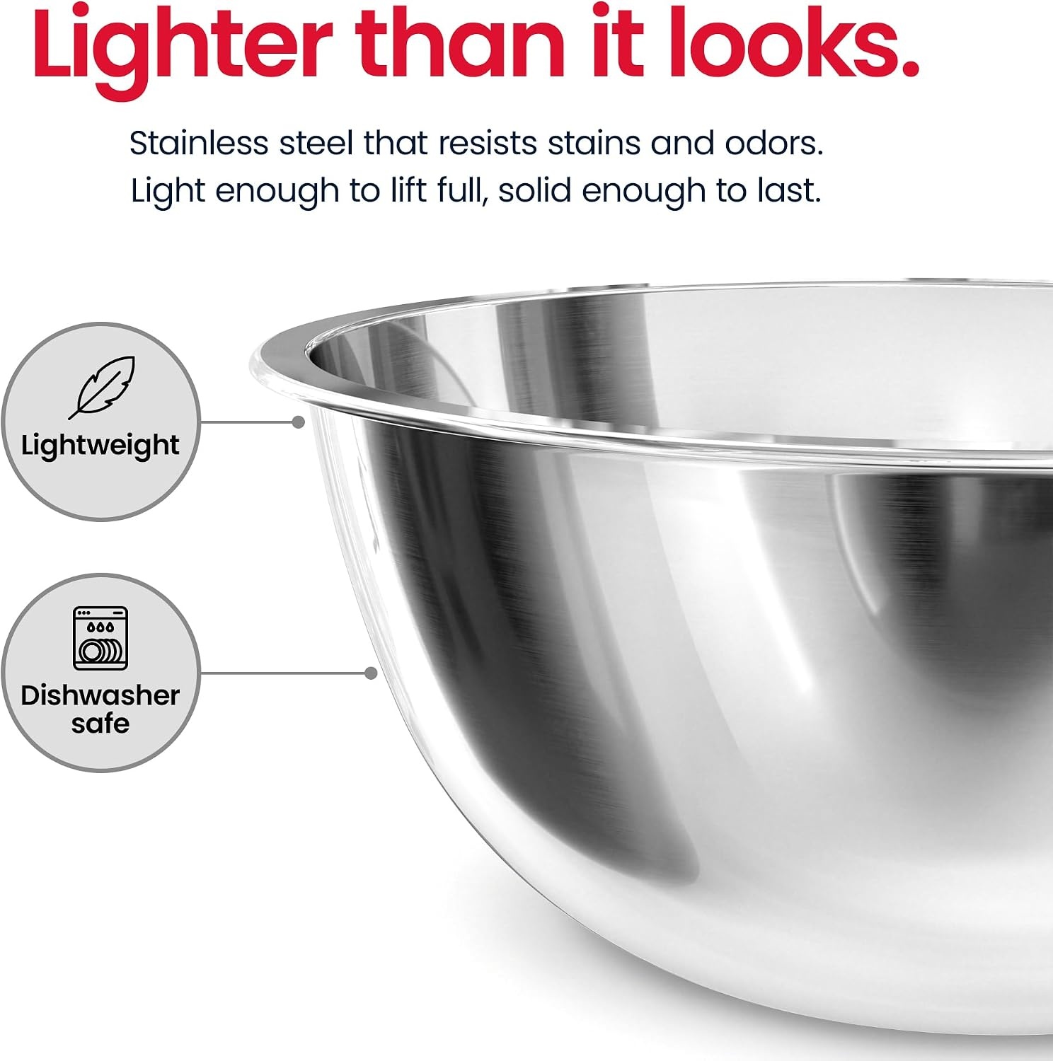 image:imageStock Your Home Large Mixing Bowl 8 Quart Stainless Steel Bowl 2 Pack