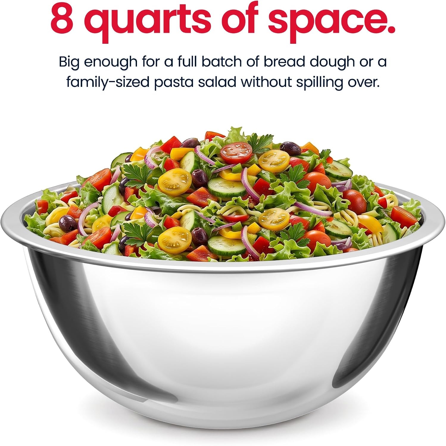 image:imageStock Your Home Large Mixing Bowl 8 Quart Stainless Steel Bowl 2 Pack