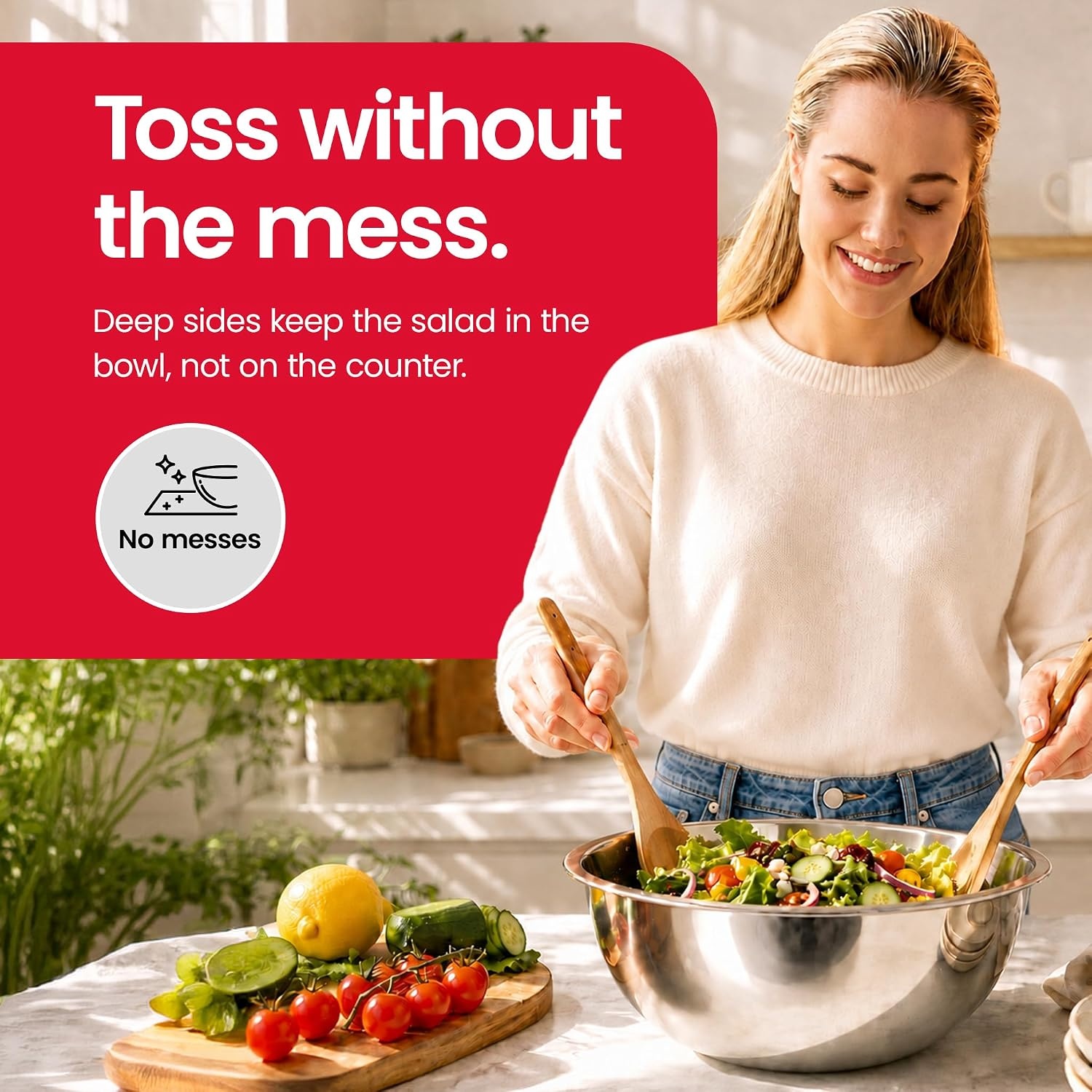 image:imageStock Your Home Large Mixing Bowl 8 Quart Stainless Steel Bowl 2 Pack