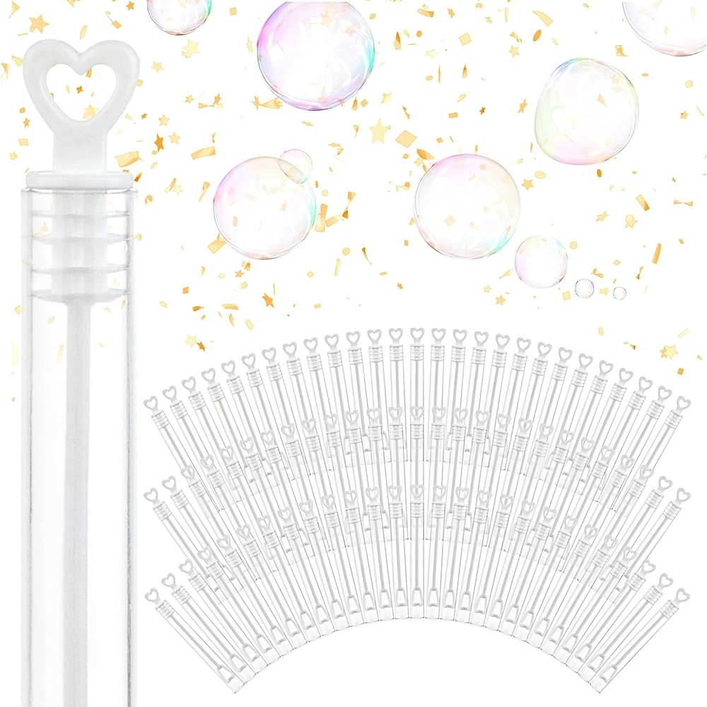image:imageWedding Bubbles Bulk White Heart Top Wands 50 Count Individual Mini Bubble Wand Favors for Weddings Celebration Party Favor for Guests Stock Your Home