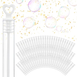 Wedding Bubbles Bulk – White Heart Top Wands (50 Count) Individual Mini Bubble Wand Favors for Weddings, Celebration Party Favor for Guests – Stock Your Home