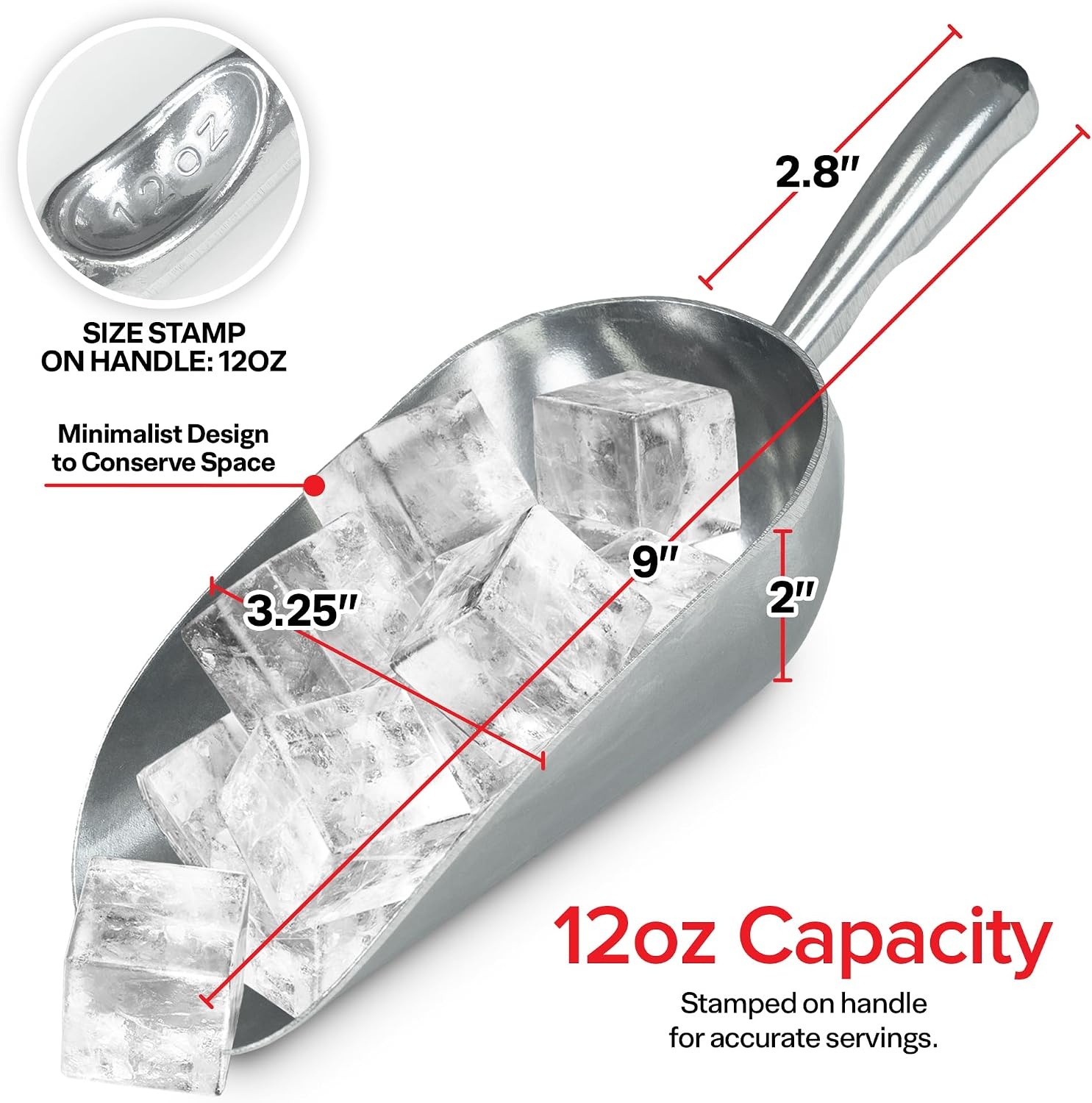 image:imageStock Your Home 85 oz Metal Ice Scoop Large Ice Scoop Hand Wash Only12 oz