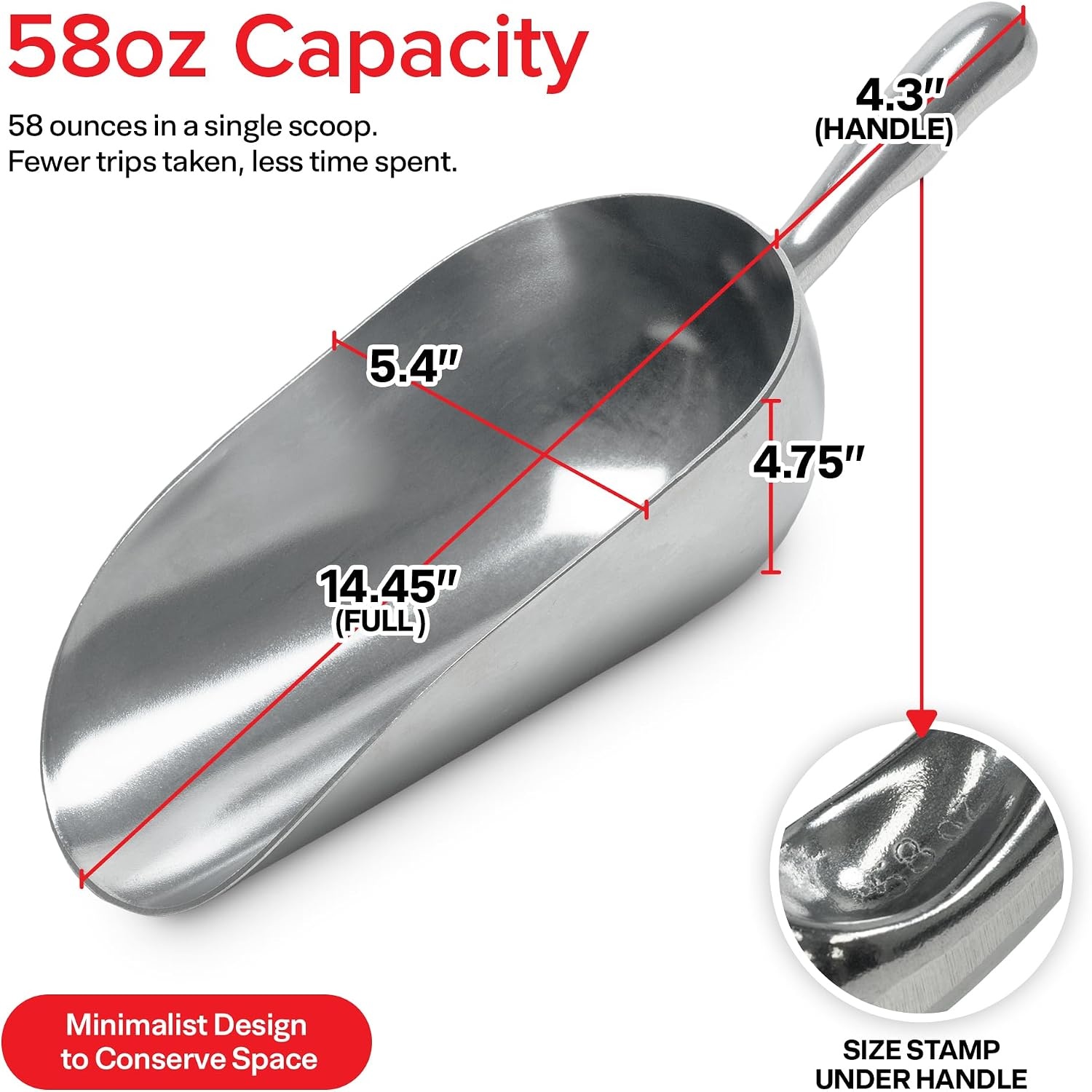 image:imageStock Your Home 85 oz Metal Ice Scoop Large Ice Scoop Hand Wash Only58 oz
