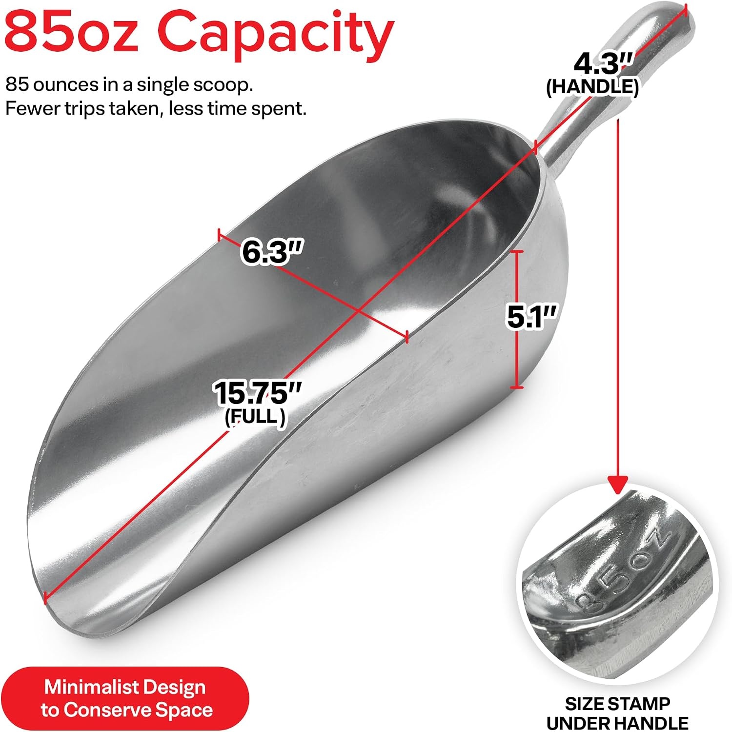 image:imageStock Your Home 85 oz Metal Ice Scoop Large Ice Scoop Hand Wash Only85 oz