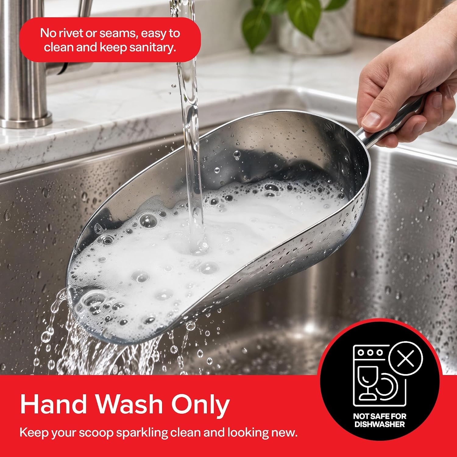 image:imageStock Your Home 85 oz Metal Ice Scoop Large Ice Scoop Hand Wash Only85 oz