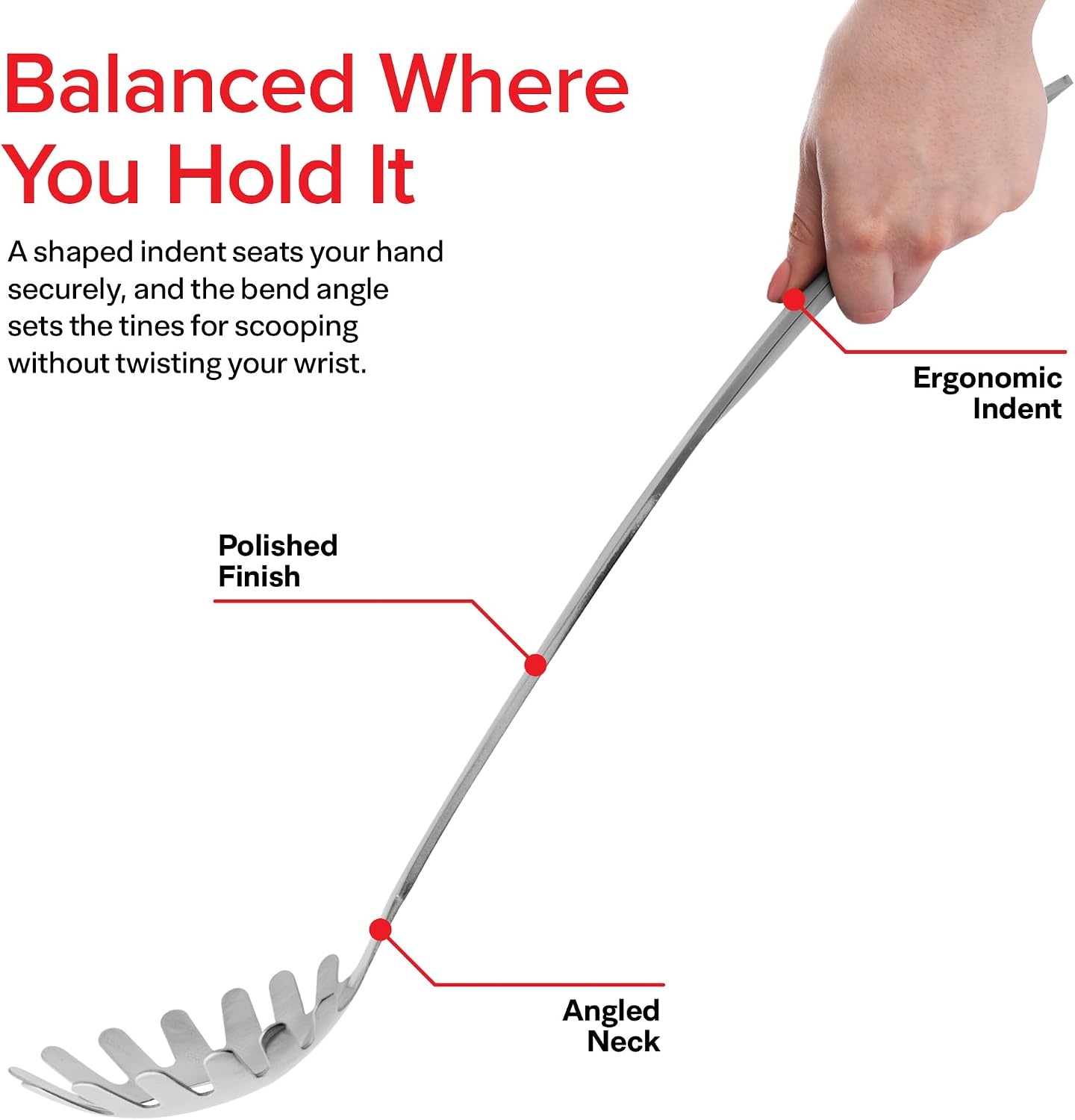 image:imageStock Your Home Pasta Fork 13 Inch Stainless Steel Pasta Spoon Slotted