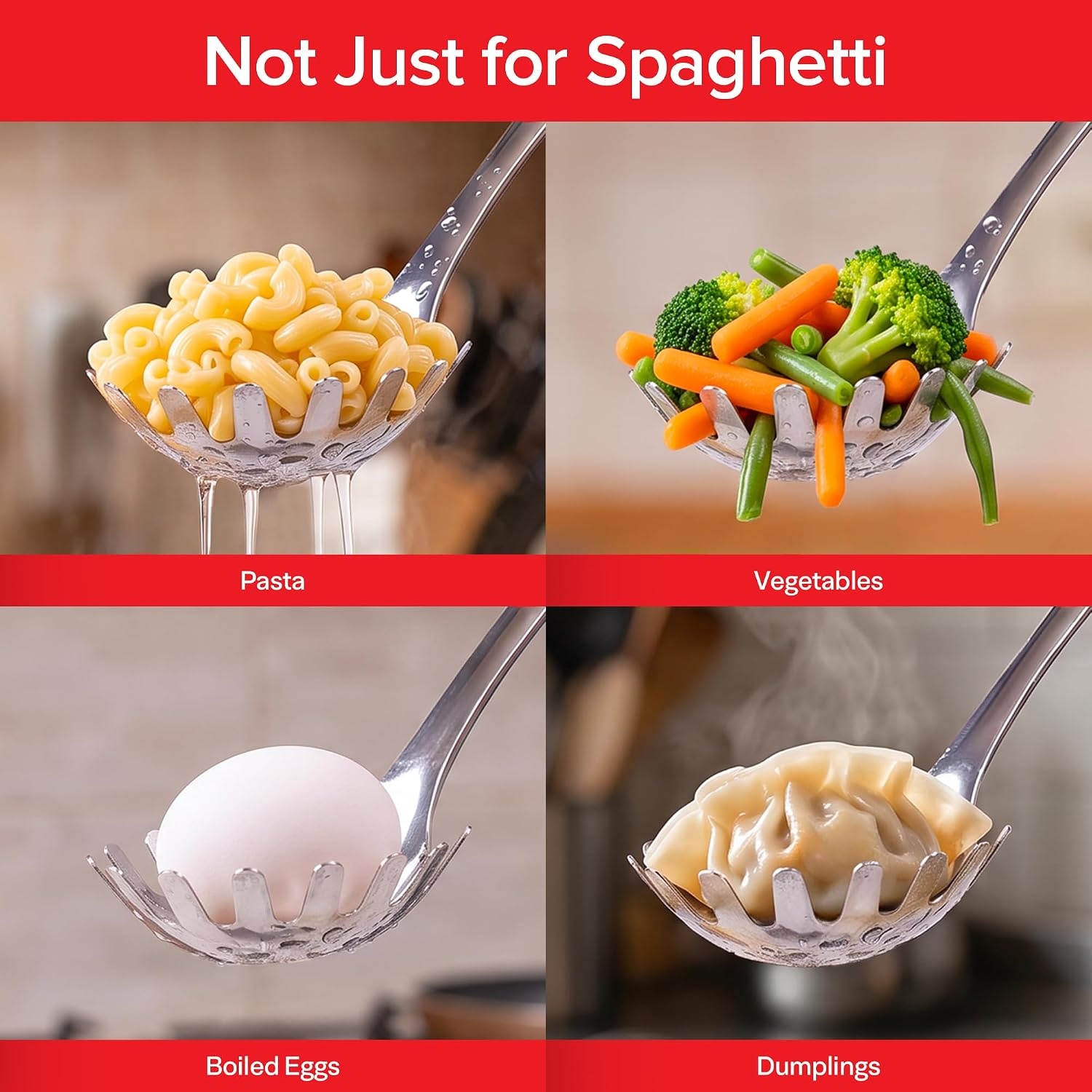 image:imageStock Your Home Pasta Fork 13 Inch Stainless Steel Pasta Spoon Slotted
